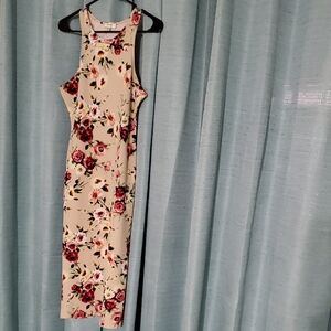Love J Floral Midi Dress - Cream and Red